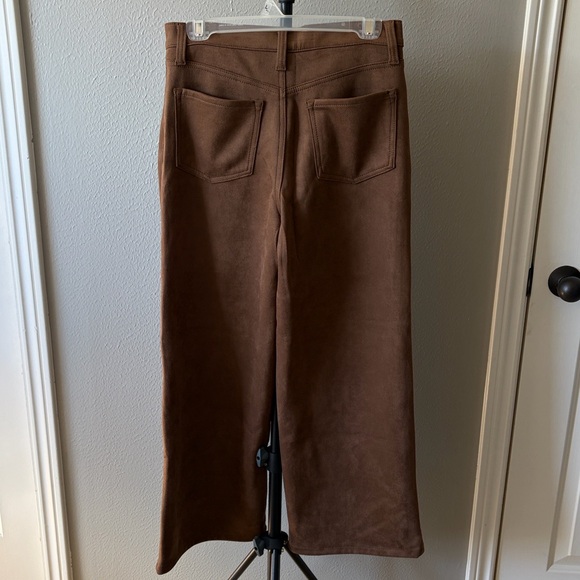 NWT Banana Republic Wide-Leg High-Rise Faux Suede Pants Brown Size 8 Petite (29) - Picture 3 of 5